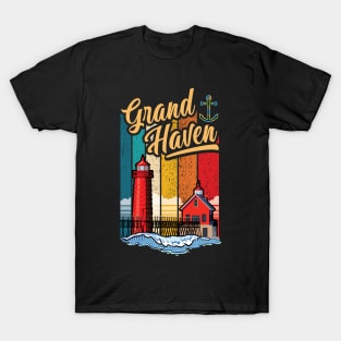 Grand Haven Michigan South Pier Lighthouses T-Shirt